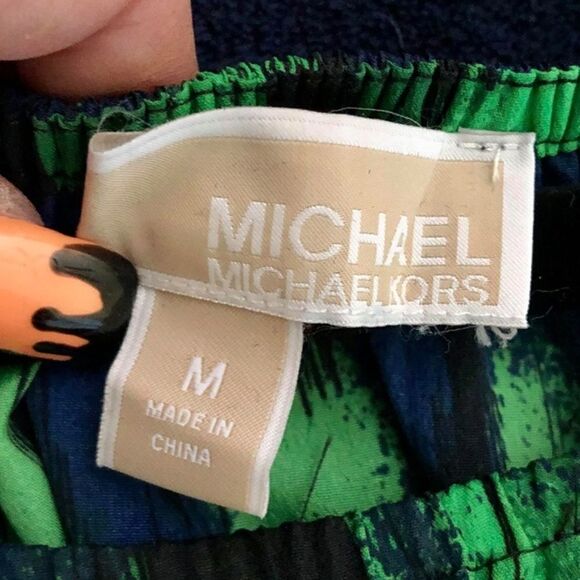 Michael Kors Navy Blue & Green Peasant Top - Picture 3 of 3